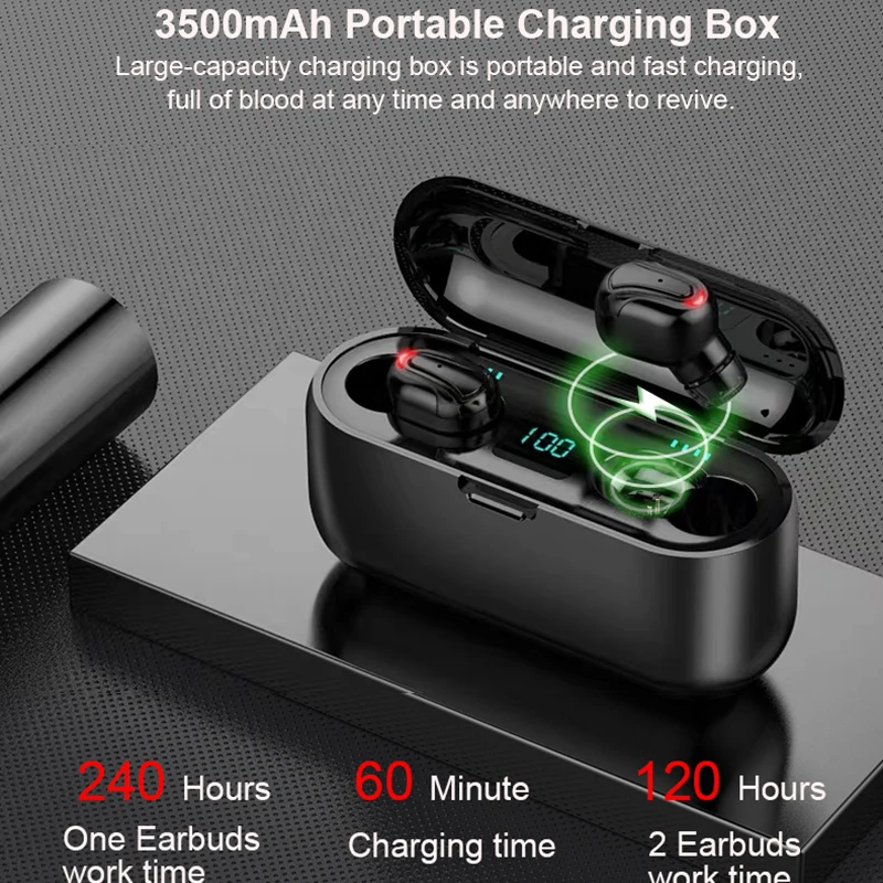 Najtaniej 2000 mAh TWS Bluetooth słuchawki 5.0 słuchawki bezprzewodowe Stereo Mini bezprzewodowe słuchawki douszne z mikrofonem LED wyświetlacz mocy Power Bank