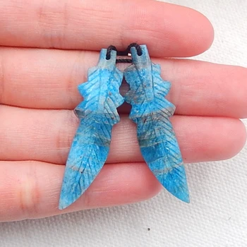 

Natural Blue Apatite Crystal,Gemstone Fashion Earrings，Semi-precious stones jewelry accessories,41x12x5mm，7.1g