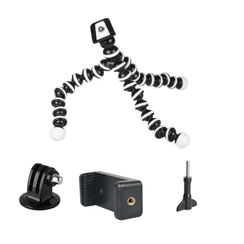Octopus Tripod with Phone Clip+Mount Adapter+1/4 Thumb Screw for Action Camera with Sufficient Durability and Ruggednes