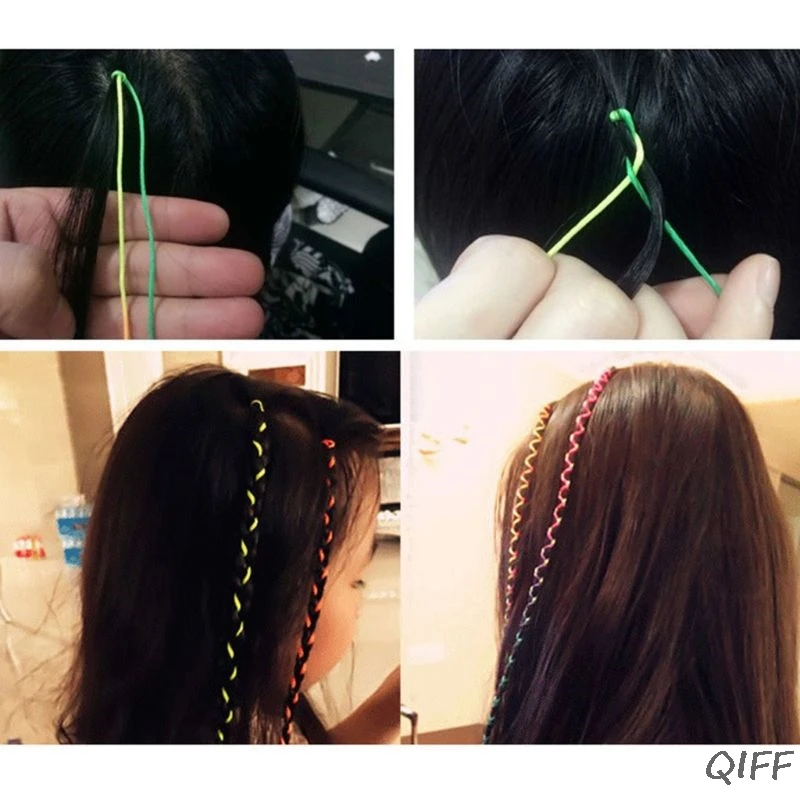 10 шт. 1 м яркие красочные DIY Волосы плетеная веревка струны бигуди хип-хоп для женщин девочек фестиваль вечерние аксессуары для укладки волос