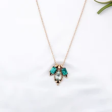 New Fashion Adjustable Blue Crystal Long Simple Design Necklace For Women Handmade Jewelry Accessory