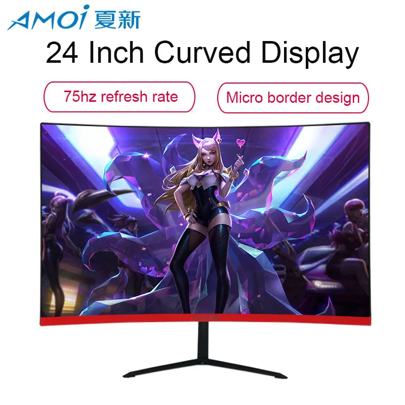 Монитор СВЕТОДИОДНЫЙ Amoi изогнутый 24 дюйма 75 Гц 1080P HDMI/VGA|Мониторы| |