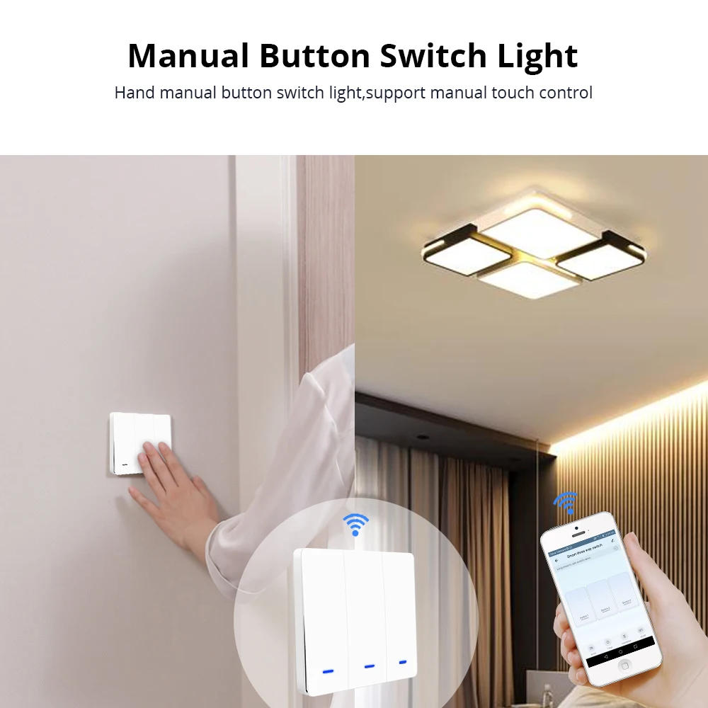 Zemismart WiFi Push Swicth Tuya умный контроль жизни один два три банды 110 В 220 В таймер управления