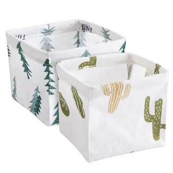 

Cotton Linen Desktop Storage Box Desk Stationery Storage Basket Dressing Table