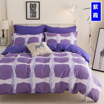 

printing purple 4pcs Bedding set Cotton bed sheet duvet cover pillow case / edredon queen king twin size 3d housse de couette