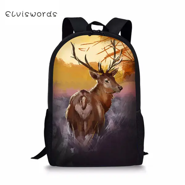 CDWX3901C ELVISWORDS комплект из 3 предметов, детский школьный рюкзак, художественная фантазия, принт оленя, школьные сумки для книг, студенческий рюкзак/мешок с закрылками/Сумка для ручек - Цвет: CDWX3901C