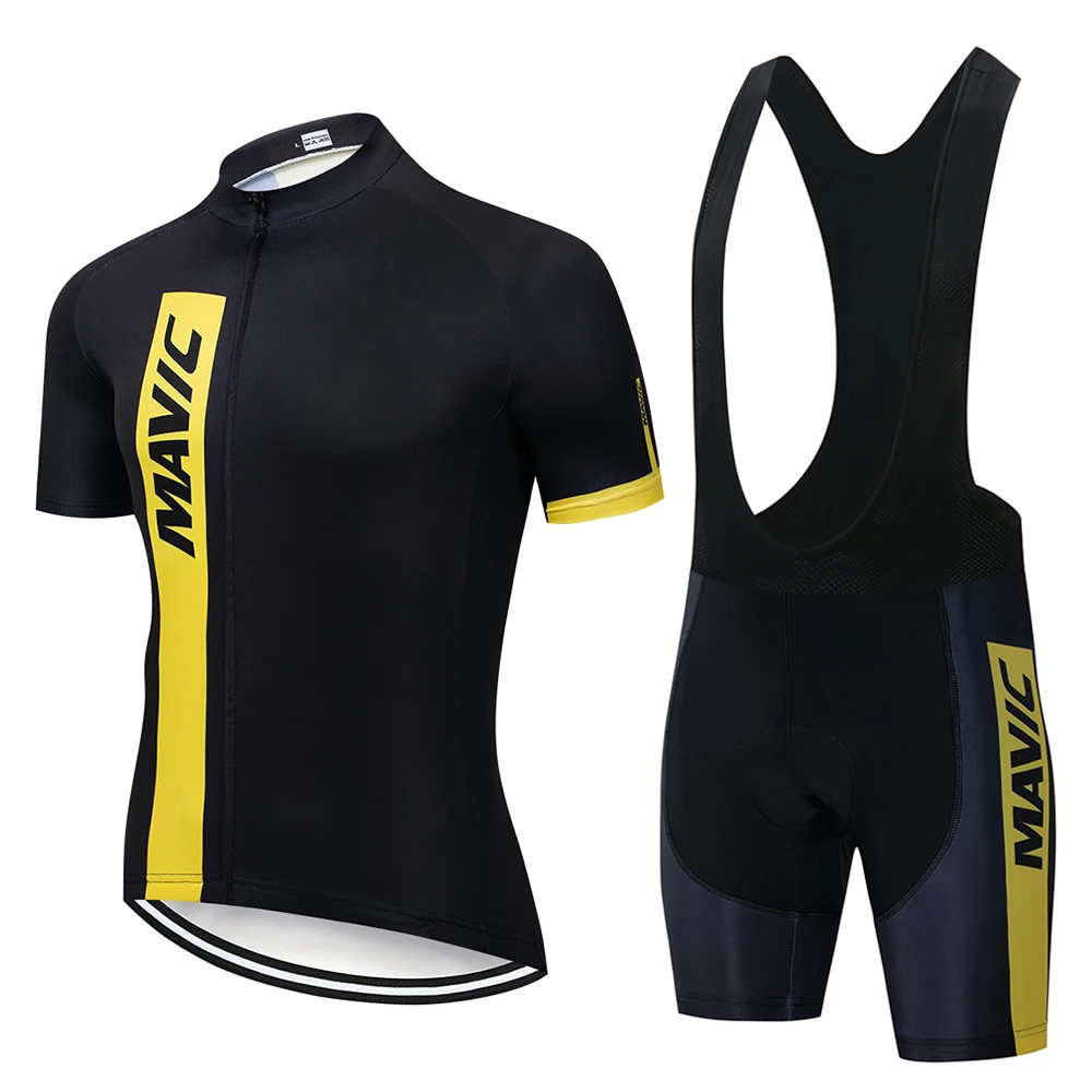 

Mavic 2019 Men's Quick Dry Short Sleeve Cycling Clothing Breathable Summer Bicycle Clothes 9D Gel Pad Bib Shorts Bicycle Jersey