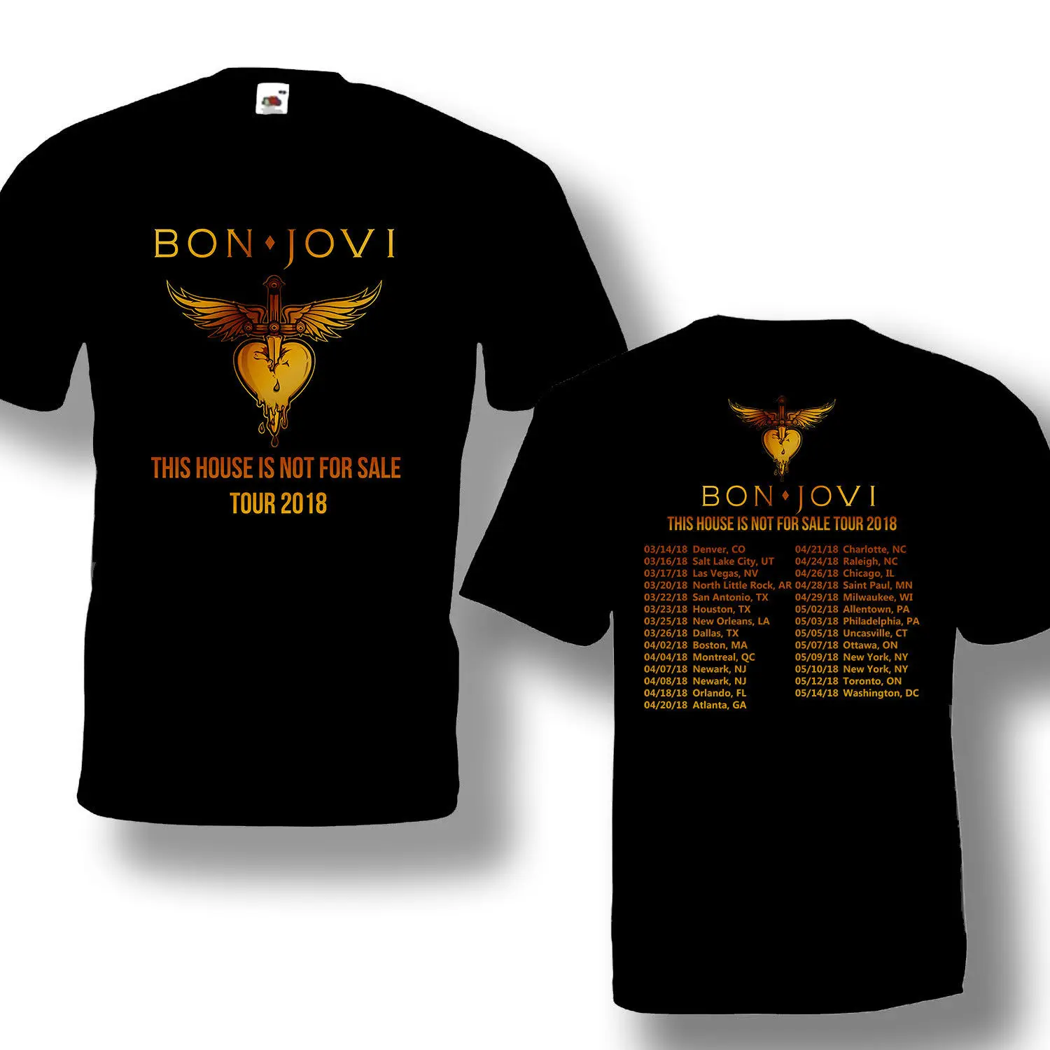 

Bon Jovi Tour 2018 T Shirt With Tour Date Black Color Hot Design Size S 3Xl Brand Cotton Men Clothing Male Slim Fit T Shirt