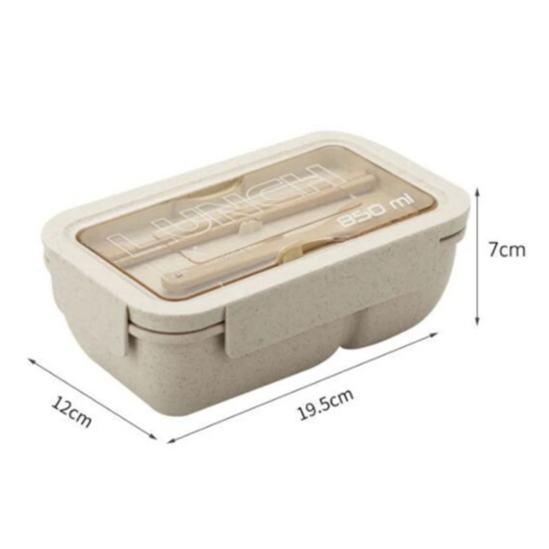 Wheat Straw Lunch Box With Lid Japanese-style Lunch Box Portable Simple Lunch Box Rectangular For Microwave Oven Outdoor Picnic