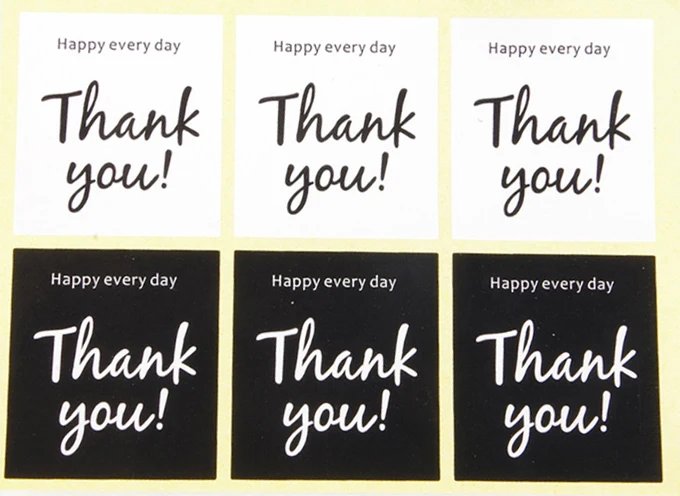60pcs/pack Black/White thank you seal sticker moon cake food box decoration DIY Handmade decoration Pasted Opaque square