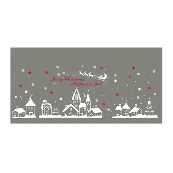 

DLX0731 Snow Town Themed Display Window Wall Stickers Removable PVC Decals DIY Decorative Christmas Mural Home Ornaments
