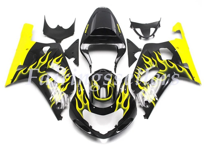 

New ABS Plastic Fairings Kit Fit For Suzuki GSXR600 GSXR750 GSXR 600 750 01 02 03 2001 2002 2003 black yellow