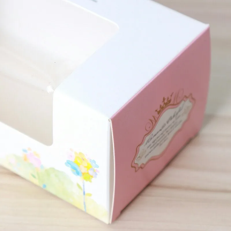 50PCS Paper Gift Box For Wedding Party Birthday Cupcake Box With Window Flowers Carton Muffin Cake Candy Favor Baking Packaging