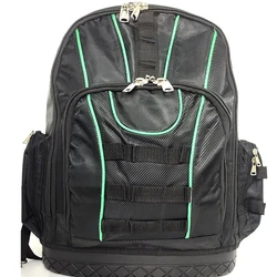 Sac à dos multifonctionnel pour électricien, sac de rangement étanche à fond en caoutchouc, sac à dos multi poches de grande capacité pour électricien 