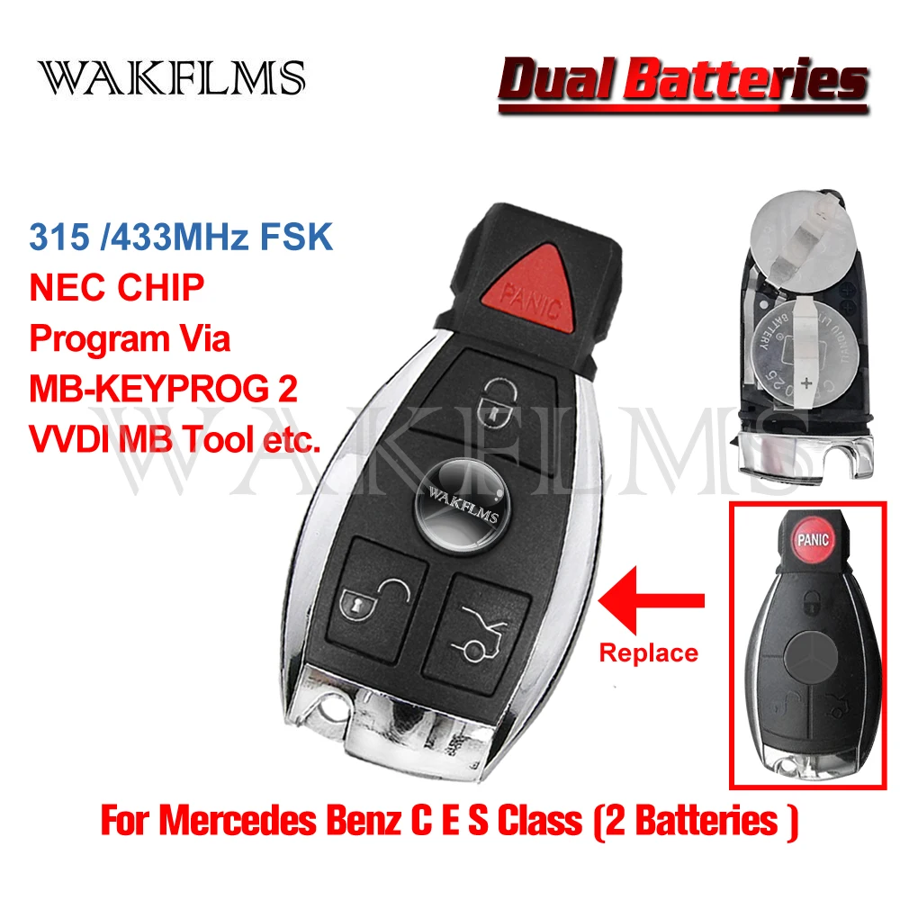 Upgraded For Mercedes Benz A B C Class W204 W203 W205 Vito C200 W163 A200 2000+ 315/433MHz BGA & NEC Smart Remote Key Card