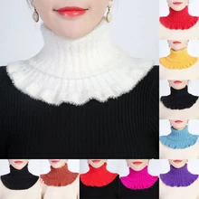 Imitation Mink Cashmere Bib Fake Collar Women's Fall/Winter Warm Neck Guard Decoration Elastic Ruffled Thickened Wool Scarf New