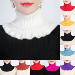 Imitation Mink Cashmere Bib Fake Collar Women's Fall/Winter Warm Neck Guard Decoration Elastic Ruffled Thickened Wool Scarf New