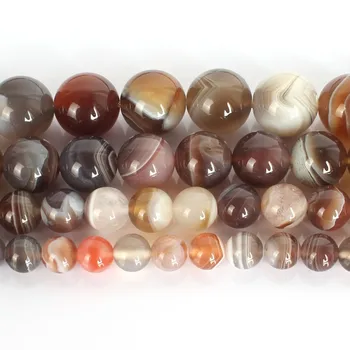 

6/8/10/12mm Natural Botswana Sardonyx Agates Stone Beads Round Loose Stripe Beads for Accessories Jewellery Making DIY 15"