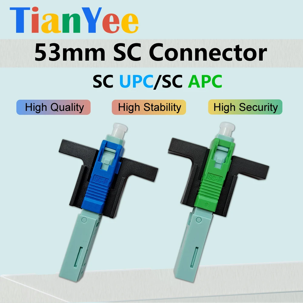 TianYee 단일 모드 광 커넥터, FTTH 도구 콜드 커넥터, SC UPC 광섬유 고속 커넥터, 53mm SC APC SM, 고품질