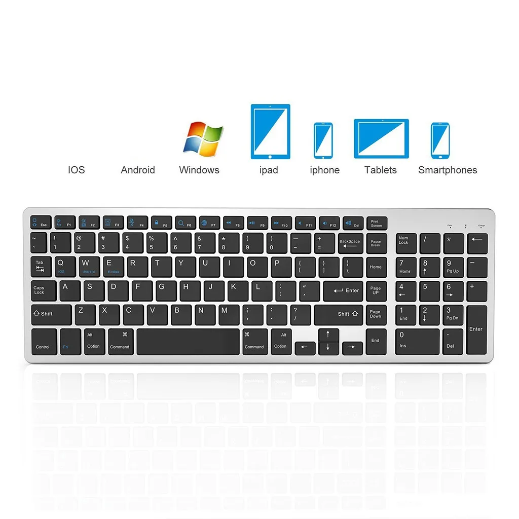 Bluetooth Keyboard, Rechargeable Portable BT Wireless Keyboard with Number Office Supplies Portable Keyboard for Tablet Desktop
