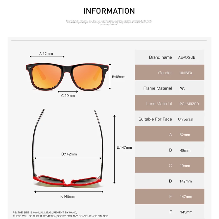 AEVOGUE поляризованные мужские солнцезащитные очки с принтом на изнанке унисекс стиль Oculos De Sol Masculino UV400 AE0748
