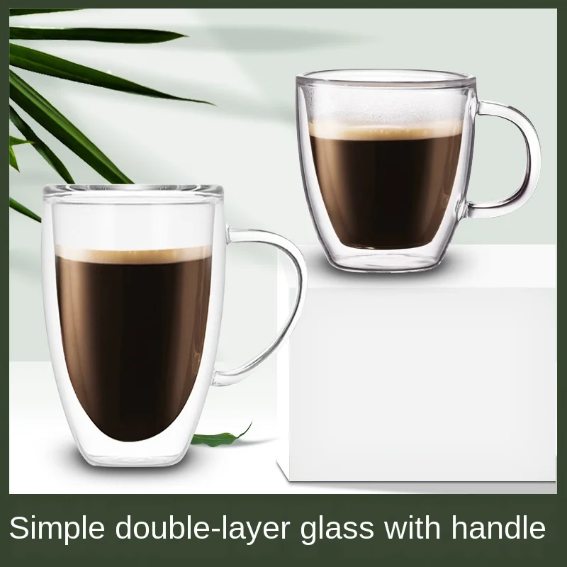

High Temperature Resistant Double Cup High Borosilicate Glass with Heat Insulation Cup Creative Office Cup Coffee Milk Cup