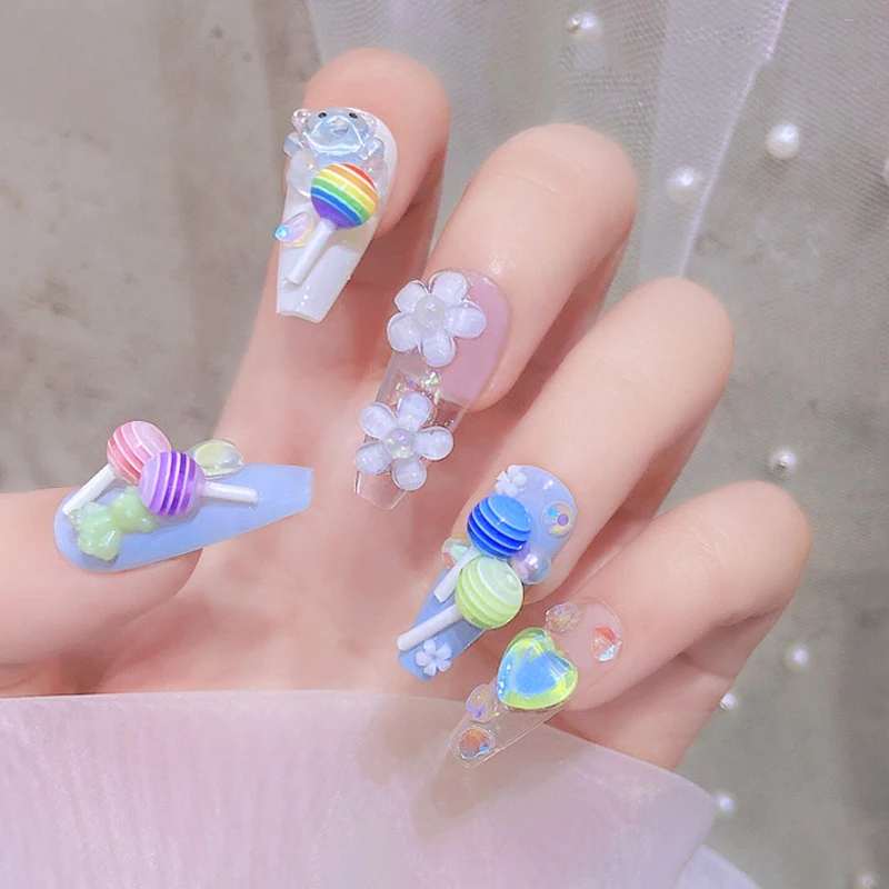 30 pieces lollipop 3D nail charms Kawaii