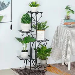 Support de Pot de fleurs en métal à 5 niveaux, support de plante noir, décoration de Patio de jardin, étagères d'extérieur et d'intérieur 
