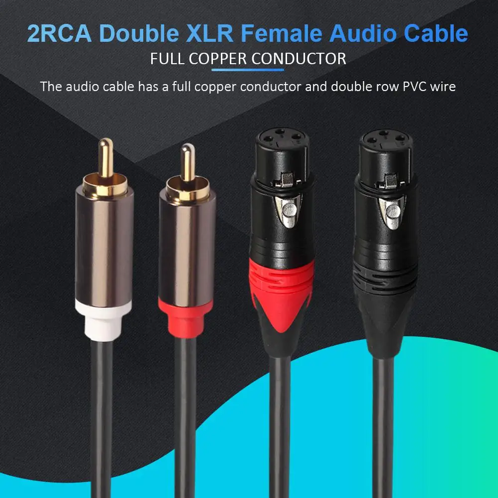 2RCA двойной XLR Женский аудио кабель 1 5 м медный провод в изоляции ряд ПВХ подходит