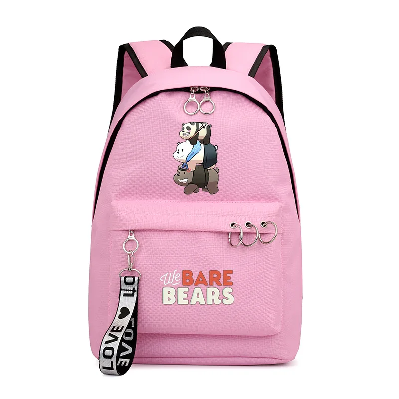Мы Голые рюкзак с изображением медведей из аниме школьные сумки для книг мужская Группа Mochila Дорожная сумка для ноутбука лента кольцо круг рюкзак для мальчиков и девочек розовый черный - Цвет: Style 20