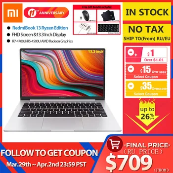 Xiaomi RedmiBook 13 Laptop Ryzen Edition Notebook AMD Ryzen 4700U/4500U 13.3 Inch Display 512GB/1T SSD Windows 10 Computer 1