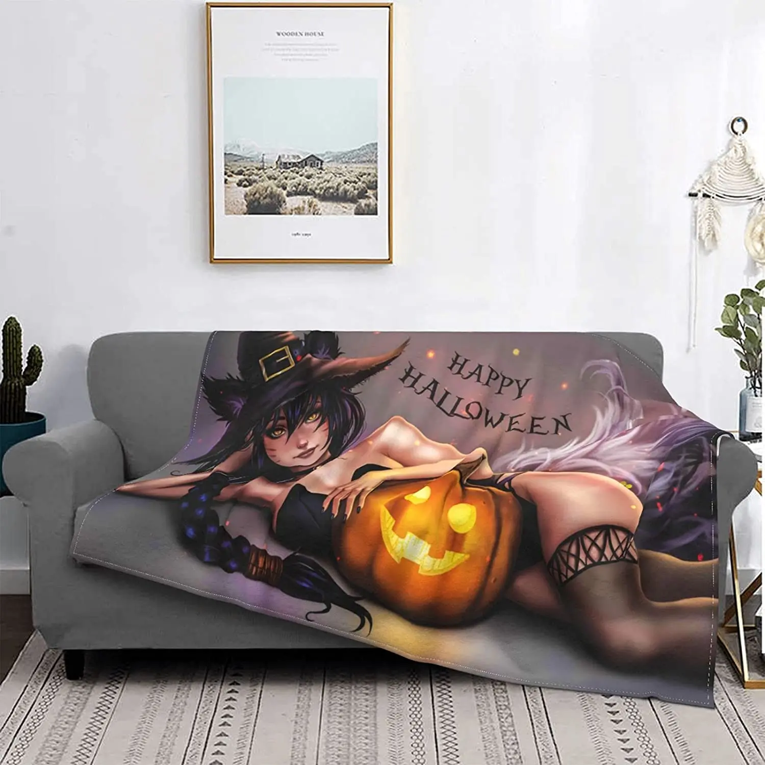 Halloween Sexy Beauty Witch Blanket Decor Bed Blanke Flannel AntiPilling Lightweight Blankets Throw | Дом и сад