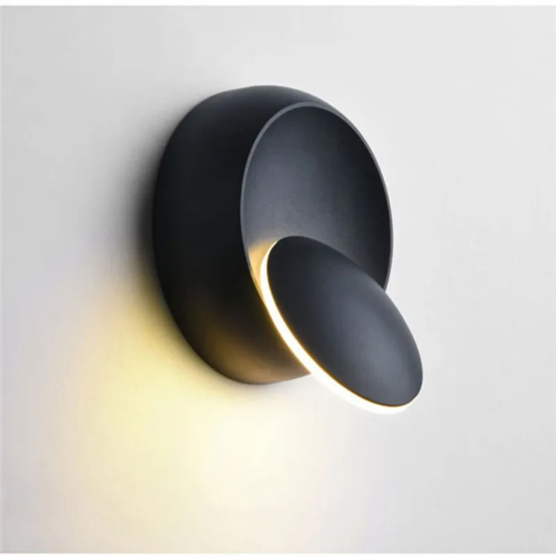 6W LED Wall Lamp 360 degree rotation adjustable bedside light White and Black creative wall lamp Black modern aisle round lamp 3