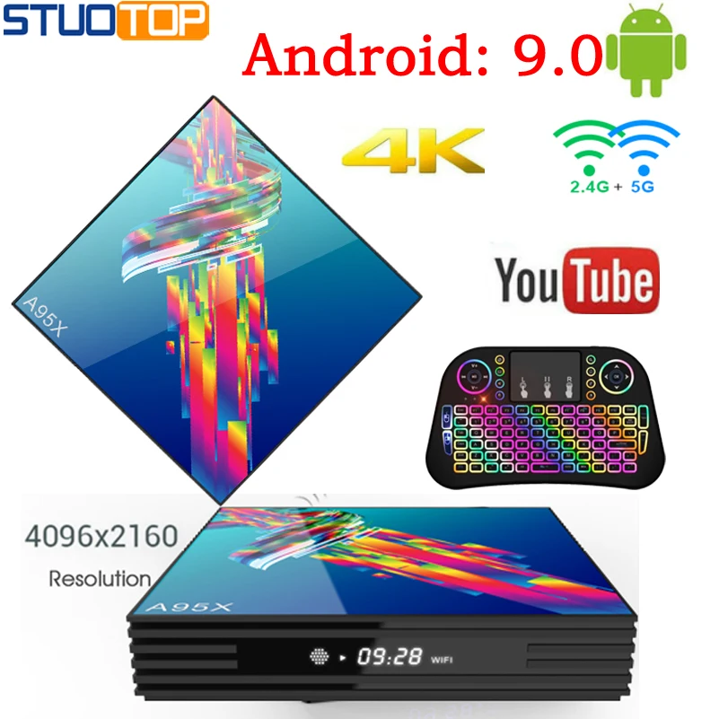 

STUOTOP A95XR3 Android 9.0 Smart IPTV Tv Box Mi ni Set Top Box RK3318 2.4G&5G Double WIFI 4K 3D Quad Core media playe 4G 32G 64G
