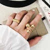 AOMU 2022 Exaggeration Gold Color Metal Ball Open Rings Simple Design Geometric Irregular Finger Rings for Women Party Jewelry ► Photo 2/6