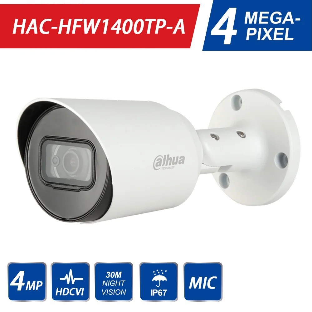 DH 4MP 2MP HDCVI камера HAC-HFW1400T-A HAC-HFW1200T-A Аудио встроенный микрофон ИК Открытый водонепроницаемый IP67 пуля камера