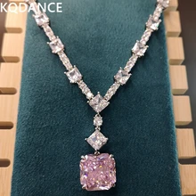 

KQDANCE Simulated Emerald Yellow Citrine Pink Moissanite Diamond Pendant Necklace For Women Silver Gold plated Wedding Jewelry