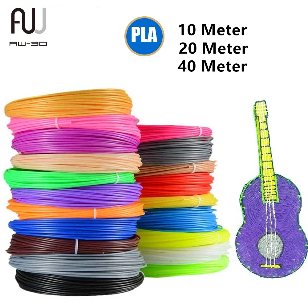AW-filamento PLA 3D de 10 M/color para bolígrafo 3D, Material de dibujo 3D de 1,75mm, 10 metros/paquete, no tóxico, alta resistencia para regalos para niños