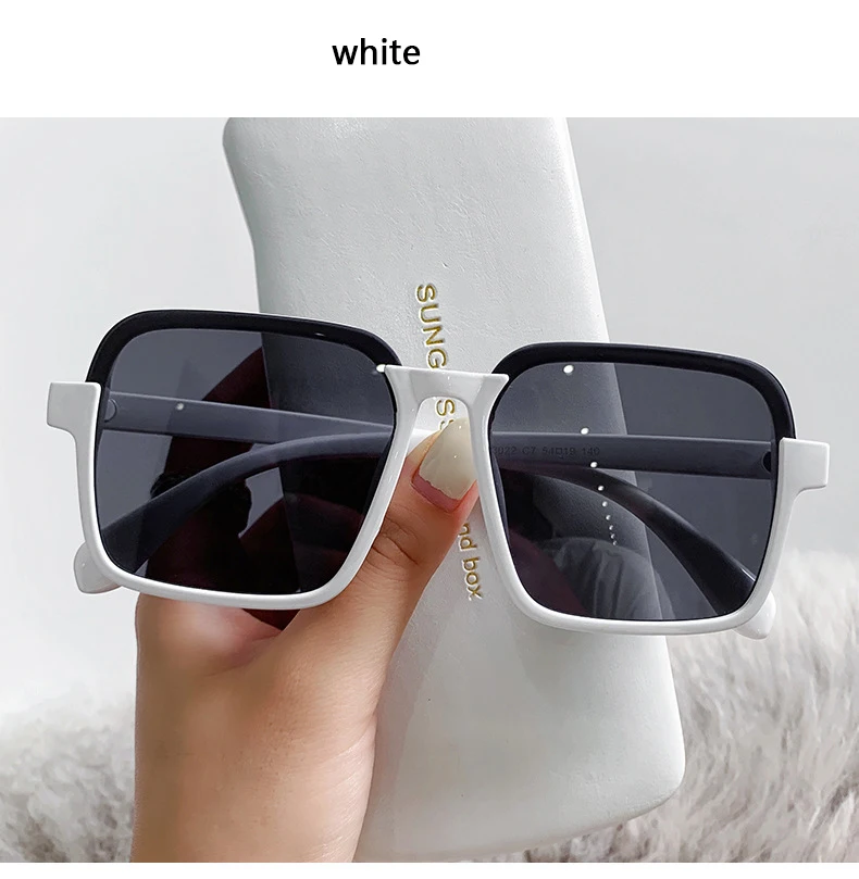 Imwete 2022 Classic Square Sunglasses Women Men Oversized Goggles Black White Frame Brand Designer Outdoor Color Eyeglasses UV black sunglasses women