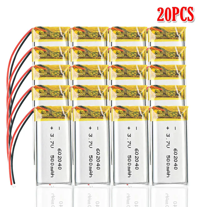 20pcs 3,7 в 500 мАч 602040 полимерный литий-ионный/литий-ионный аккумулятор для gps диктофона резервного питания ПК Смарт-часы - Цвет: 20pcs