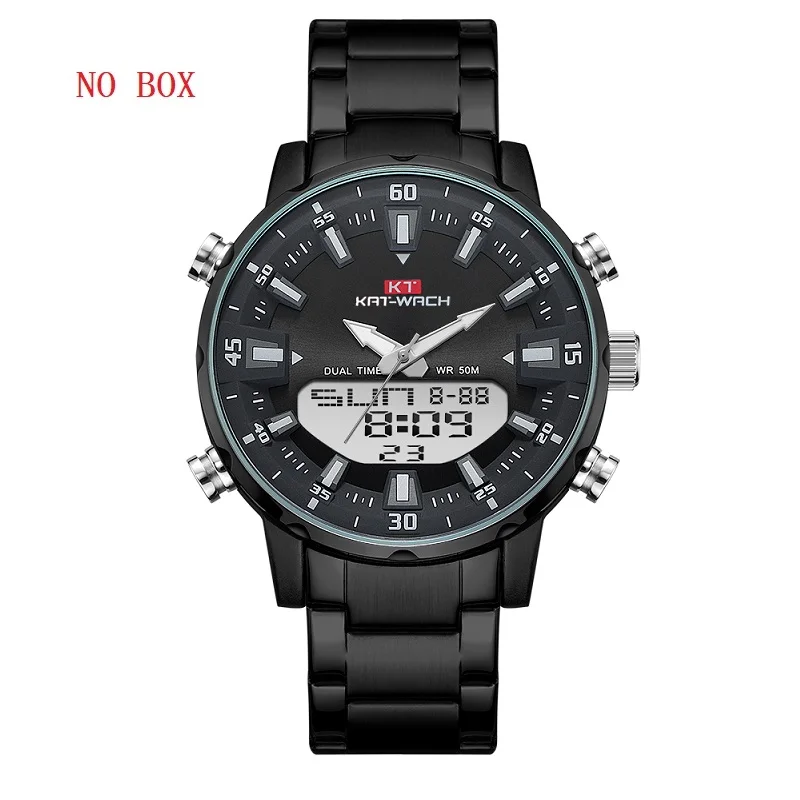 KAT-WACH Top Brand Men Watch Waterproof Sports Digital Watches Men LED Steel Military Quartz Watch For Men Wristwatch Relogio 