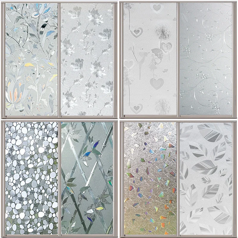 

3D Static Window Cover Film frosted opaque privacy glass sticker for bathroom door kitchen Windows paper Home decorative film