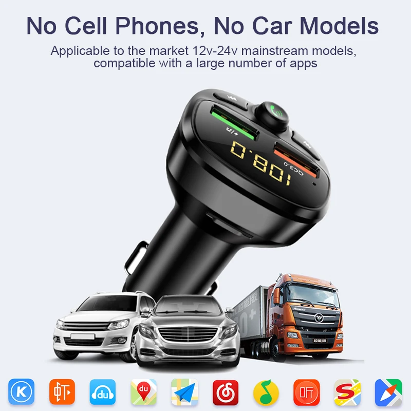 LOVECOM Bluetooth fm-передатчик автомобильный быстрый заряд 3,0 fm-модулятор автомобильное usb-устройство для зарядки телефона автомобильный комплект Hands-Free TF карта музыкальный плеер