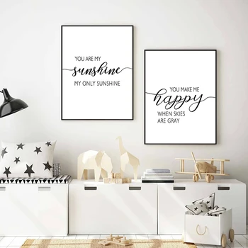 

You Are My Sunshine Sweet Letters Nursery Canvas Painting Wall Art Posters and Prints Pictures for Kids Room Home Decoration