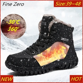 

Big Size 48 Men Winter Snow Boots Super Warm Men High Quality Waterproof Leather Sneakers Outdoor Male Hiking Boots Work Shoes