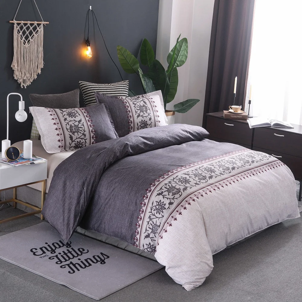 Классическое роскошное покрывало постельных принадлежностей печать одеяла Твердые простыни и наволочки - Цвет: silver gray