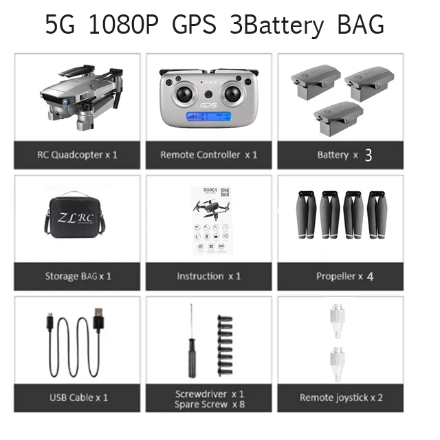 SG907 Дрон 4K gps Квадрокоптер с HD двойной камерой Широкий угол анти-встряхивание 5G wifi FPV складной Дрон Профессиональный gps следуй за мной - Цвет: 5G 1080P GPS 3B BAG