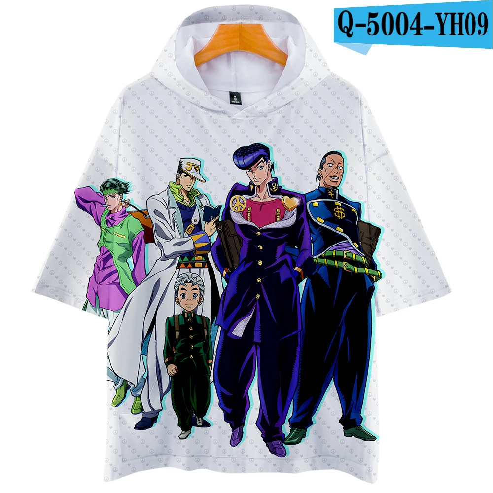 3DT Новинка, футболка с 3D капюшоном JOJO для мужчин/женщин, модная летняя футболка в стиле Харадзюку, высокое качество, 3D принт, комикс, JOJO, для мальчиков/девочек, розовые футболки с капюшоном - Цвет: 3DT
