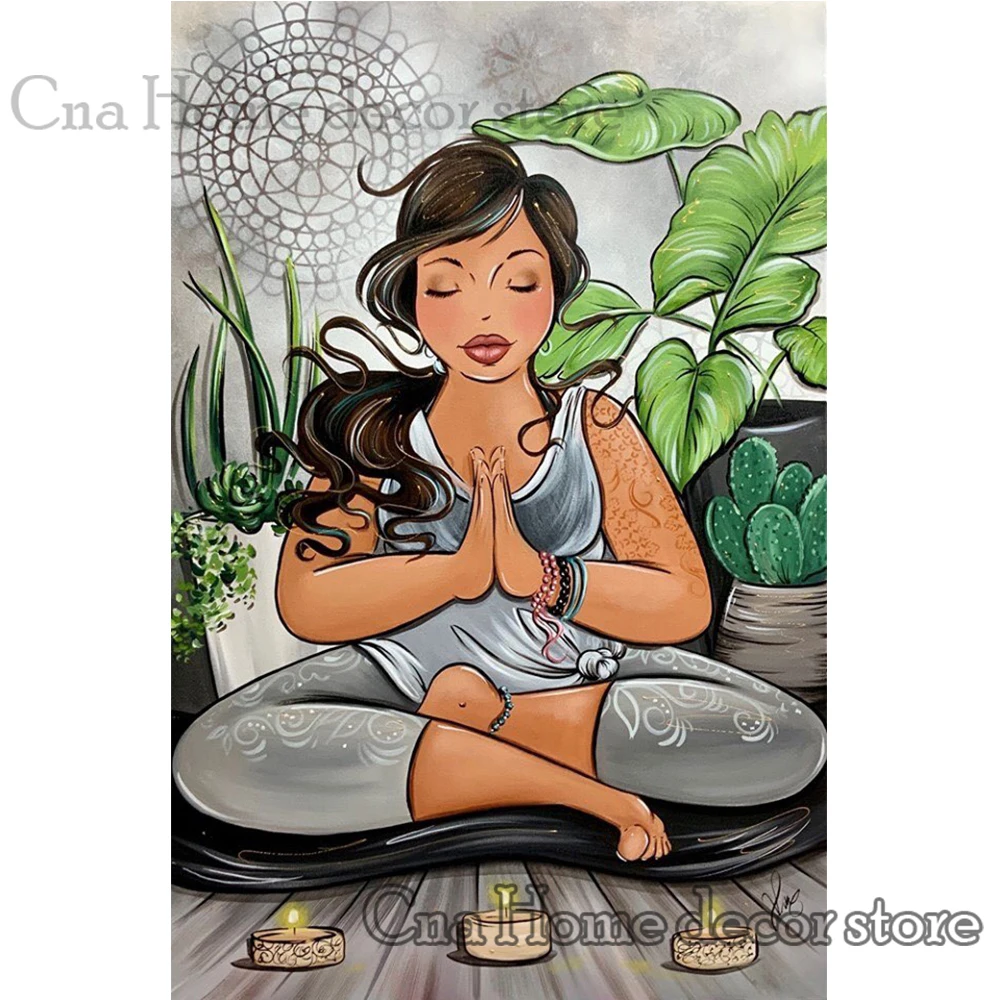 

5D diy diamond paintings full drills mosaic Meditate lady embroidery pattern 3d cross stitch kits room decoration wall stickers