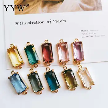 

Gold Double Hanging Rectangular Crystal Pendant Bracelet Necklace Earrings Accessories Diy Jewelry Wholesale New Copper Plating